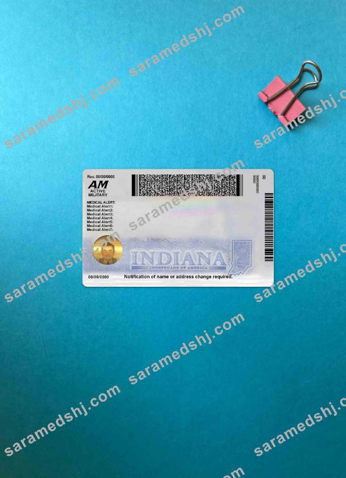 USA Indiana ID Card  photolook BACK